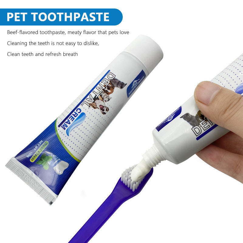 Pet Dental Care Kit 4 in 1 Toothbrush Toothpaste Finger Cover for Cats and Dogs