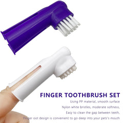 Pet Dental Care Kit 4 in 1 Toothbrush Toothpaste Finger Cover for Cats and Dogs