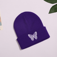 Alphabet Knitted Hat Embroidered Warm Hat Solid Butterfly Wool Hat