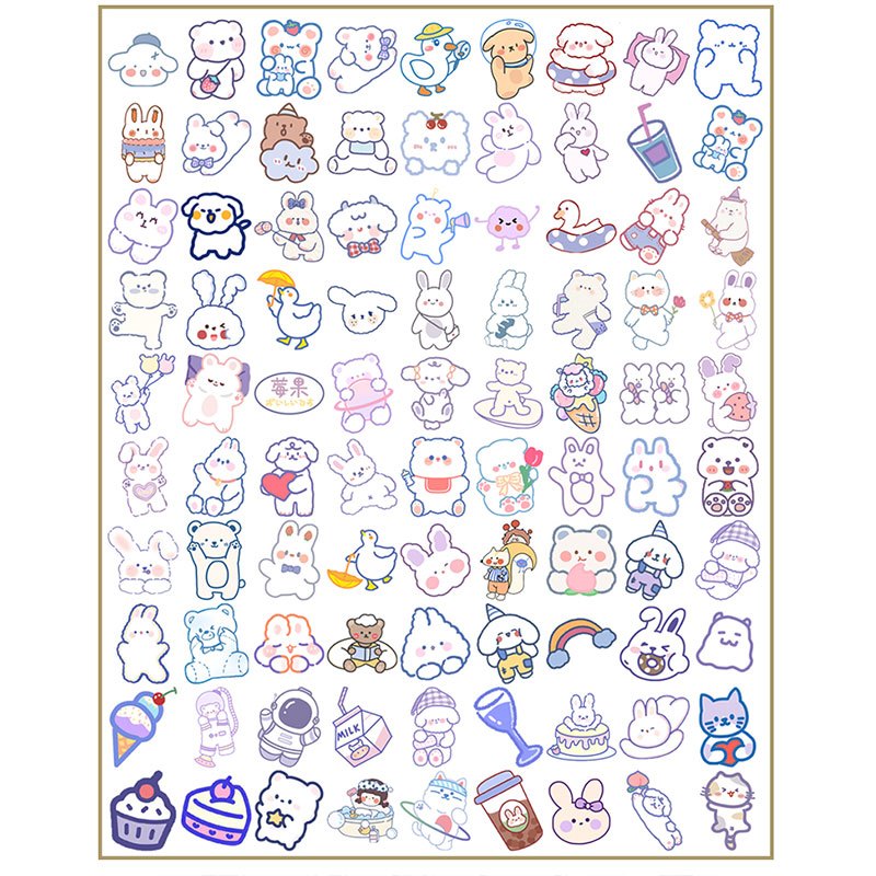 90pcs Pet No Repeat Stickers DIY Stationery Student Easter Stickers
