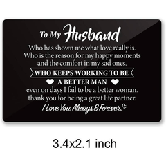 Engraved Metal Wallet Card Inserts - Husband Love Note