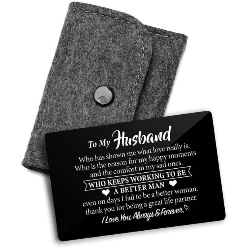 Engraved Metal Wallet Card Inserts - Husband Love Note