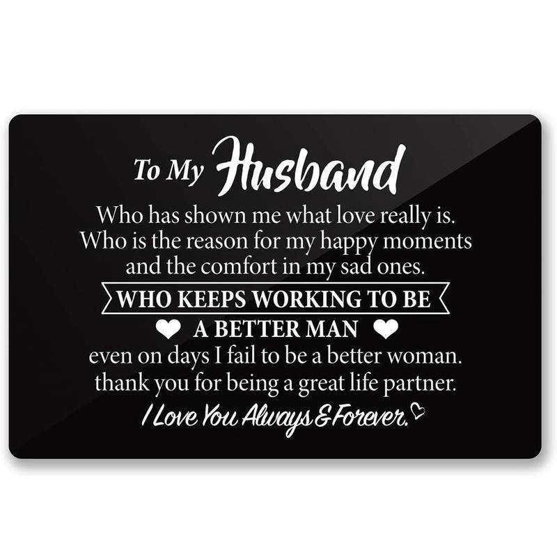 Engraved Metal Wallet Card Inserts - Husband Love Note