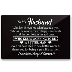 Engraved Metal Wallet Card Inserts - Husband Love Note