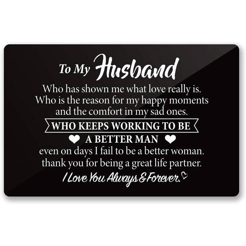 Engraved Metal Wallet Card Inserts - Husband Love Note