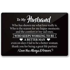 Engraved Metal Wallet Card Inserts - Husband Love Note