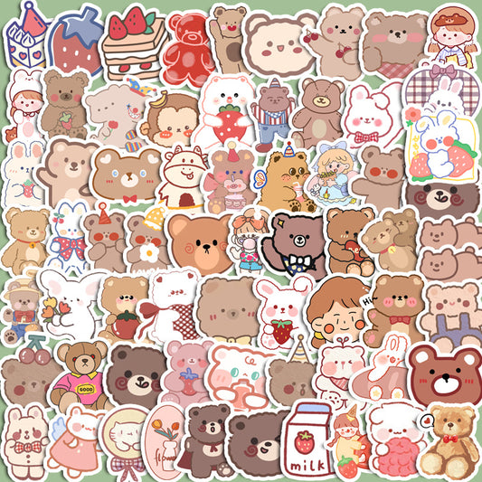 90pcs Strawberry Macaroon Stickers Children's Diy Stationery Computer Stickers