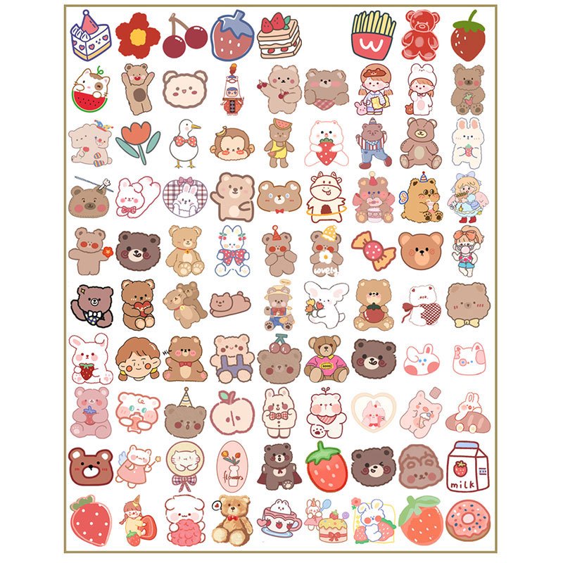90pcs Strawberry Macaroon Stickers Children's Diy Stationery Computer Stickers