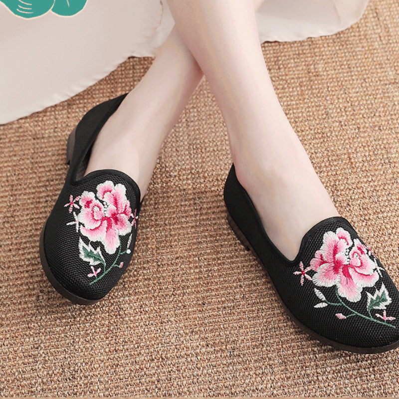 Women's Embroidered Mesh Slip on Flats