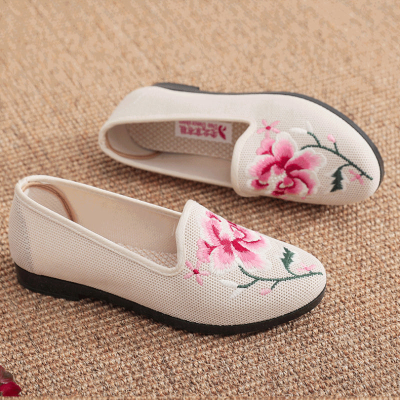 Women's Embroidered Mesh Slip on Flats