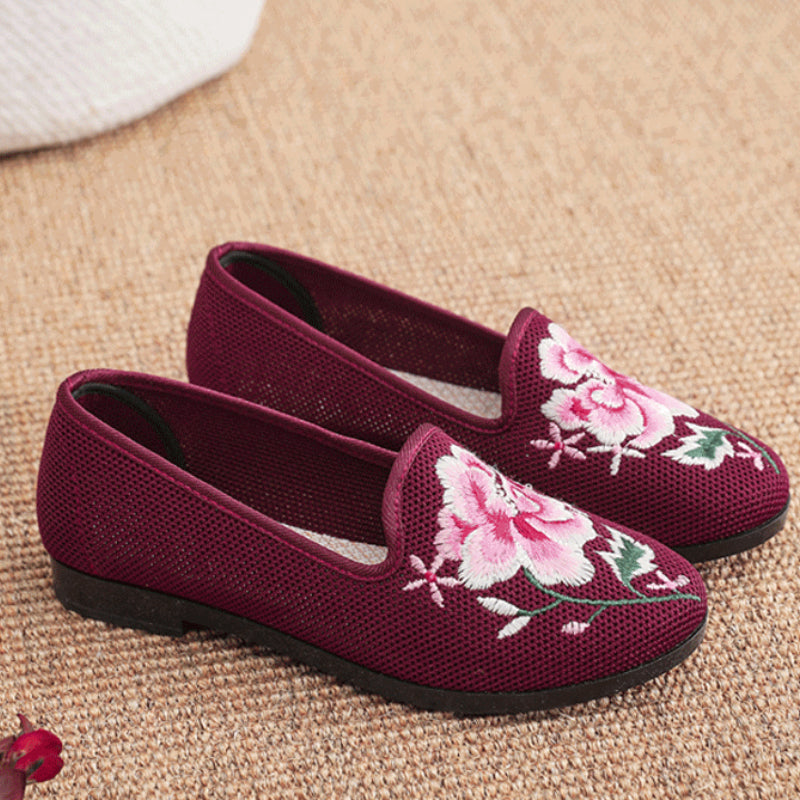 Women's Embroidered Mesh Slip on Flats
