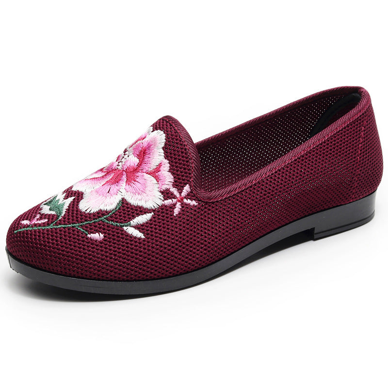 Women's Embroidered Mesh Slip on Flats