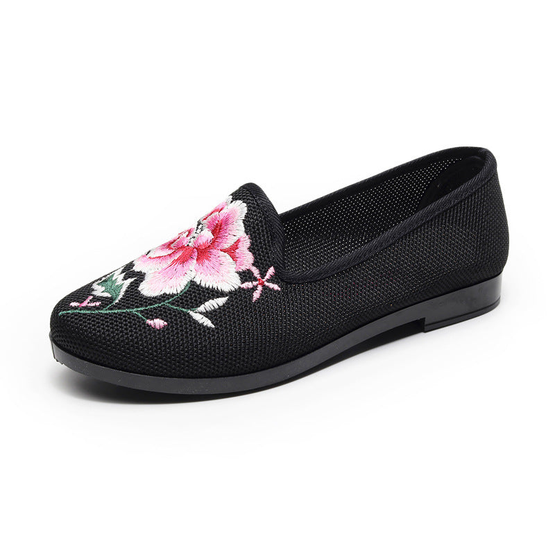Women's Embroidered Mesh Slip on Flats