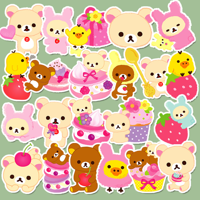 44pcs Sweet Bear Stickers Children's DIY Stationery Computer Student Stationery