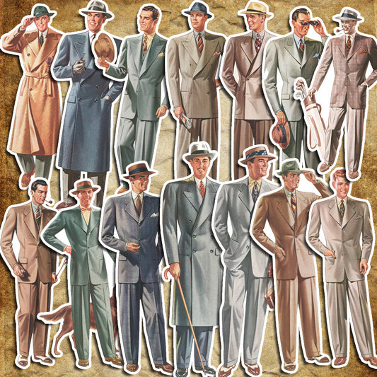 14pcs Retro Gentleman Stickers DIY Stationery Computer Student Stationery