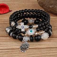 Crystal Beaded Bracelet with Palm Pendant