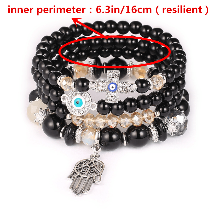 Crystal Beaded Bracelet with Palm Pendant