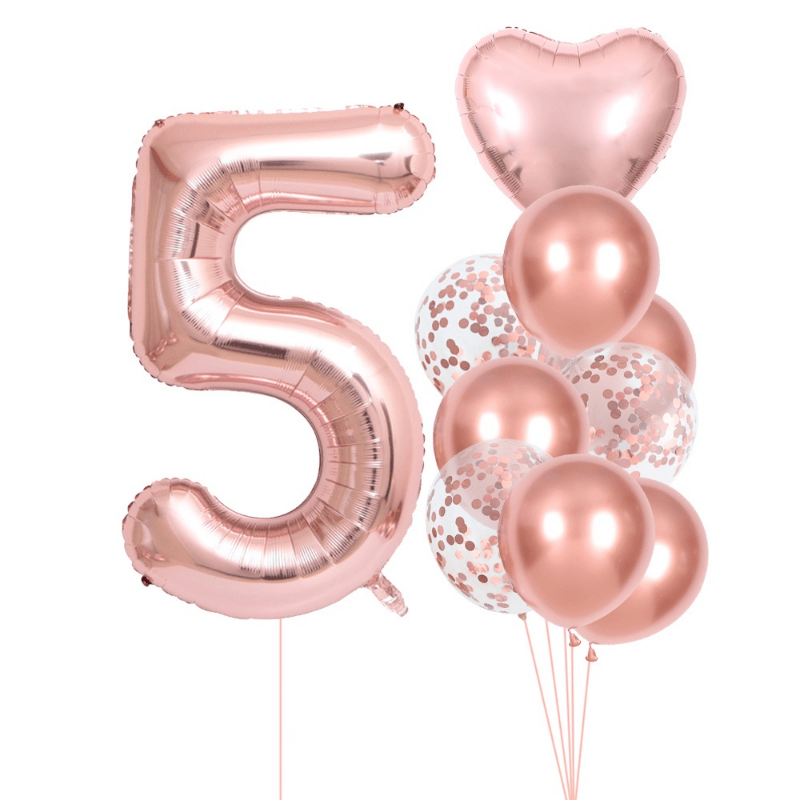 10 Pack Rose Golden Birthday Number Set for Parties Celebrations