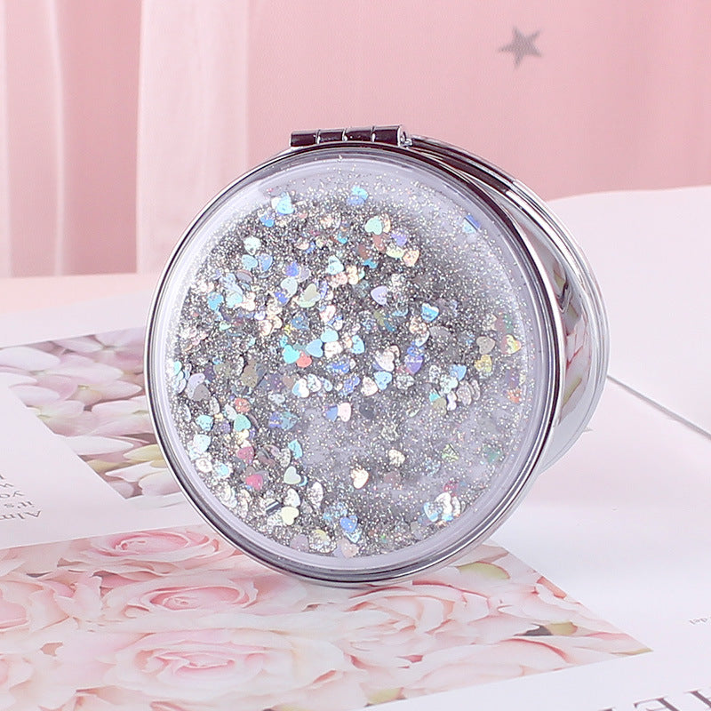 Quicksand Double Sided Magnifying Mirror Compact for Makeup and Vanity