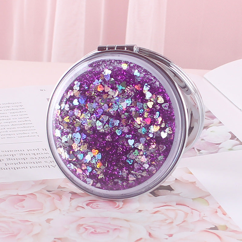 Quicksand Double Sided Magnifying Mirror Compact for Makeup and Vanity