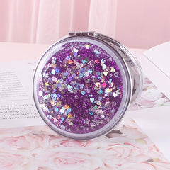 Quicksand Double Sided Magnifying Mirror Compact for Makeup and Vanity
