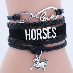 Infinity Love Horse Bracelet - Men Unisex Brown