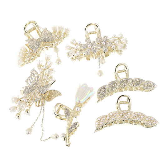 Rhinestone Pearl Hair Claws Hair Clip Hairpin Barrette Girls Ornament