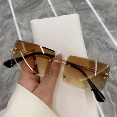 Vintage Rimless Gradient Sunglasses Male Female Eyewear Shades Sun Glasses