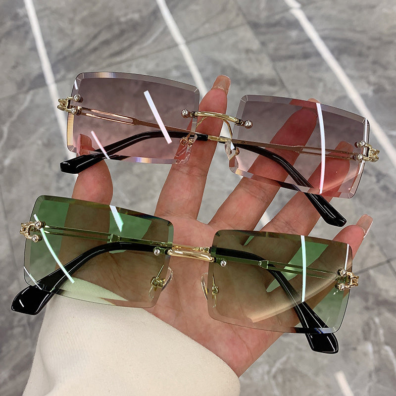 Vintage Rimless Gradient Sunglasses Male Female Eyewear Shades Sun Glasses