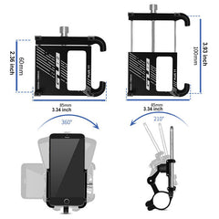 360 Rotatable Aluminum Motorcycle Phone Holder for Cycling