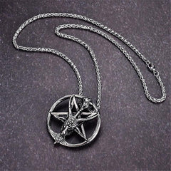 Satanic Temple Necklace Goat Head Inverted Pentagram Stainless Steel