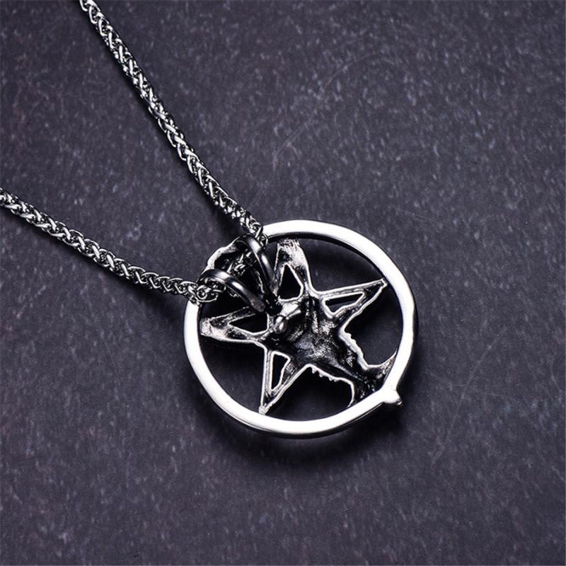Satanic Temple Necklace Goat Head Inverted Pentagram Stainless Steel