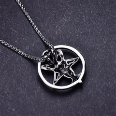 Satanic Temple Necklace Goat Head Inverted Pentagram Stainless Steel