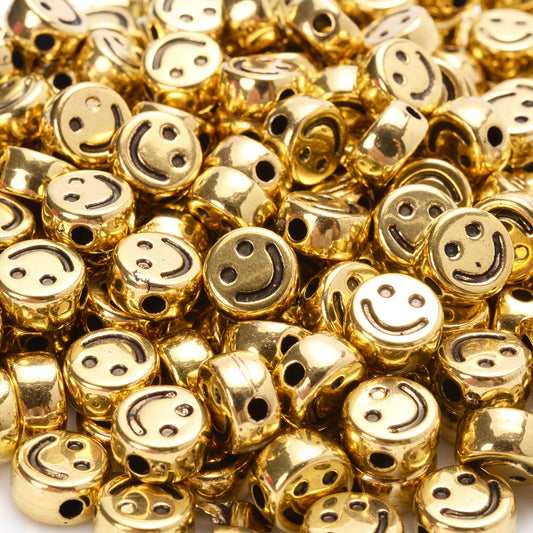 100pcs 7mm Antique Smile Beads DIY Spacer Acrylic Beads for Jewelry Making