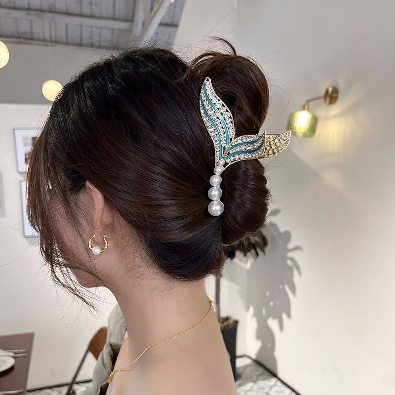 Rhinestone Pearl Fishtail Hair Clip Women's Hair Clip Hair Accessories 1pc