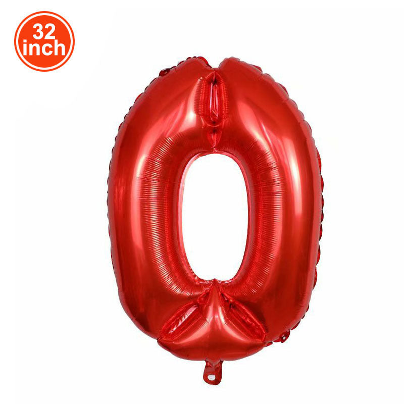 32 Inch Red Aluminum Film 0 9 Digital Balloon Party Decoration