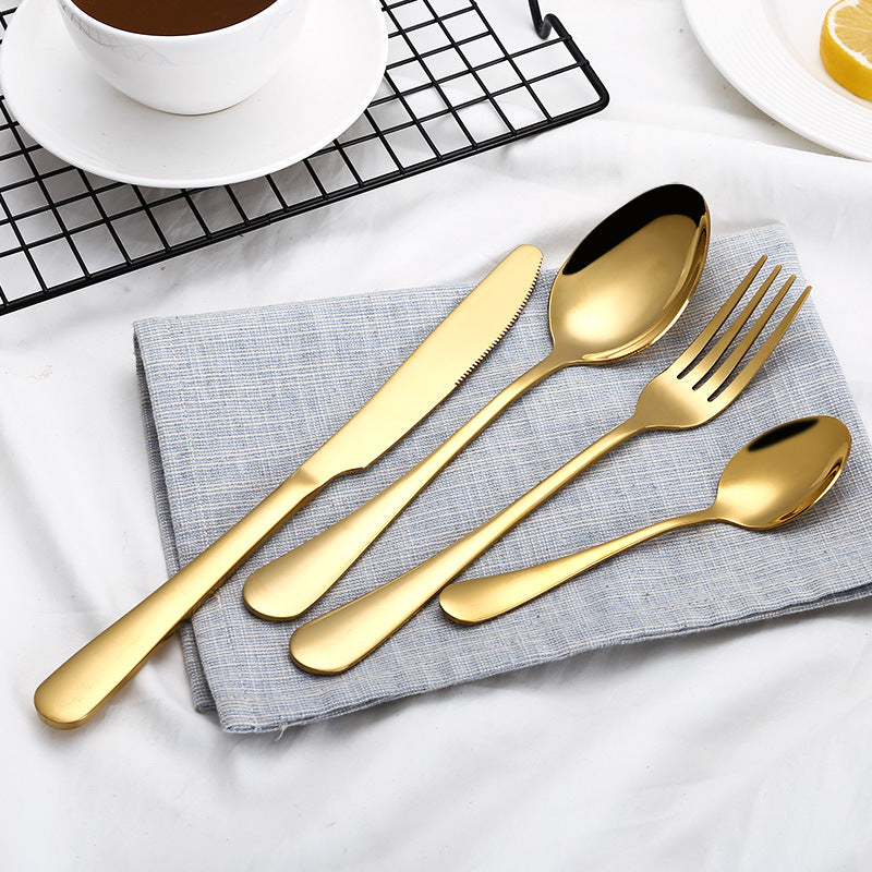 4pcs Stainless Steel Tableware Set Cutlery Set Hotel Western Steak Fork Spoon Se