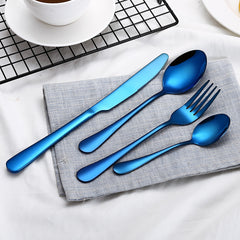 4pcs Stainless Steel Tableware Set Cutlery Set Hotel Western Steak Fork Spoon Se