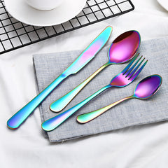 4pcs Stainless Steel Tableware Set Cutlery Set Hotel Western Steak Fork Spoon Se