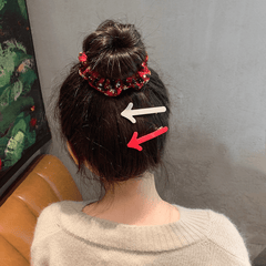 Christmas Plaid Snowflake Pattern Dark Red Hair Ring Headband Ropes Scrunchie