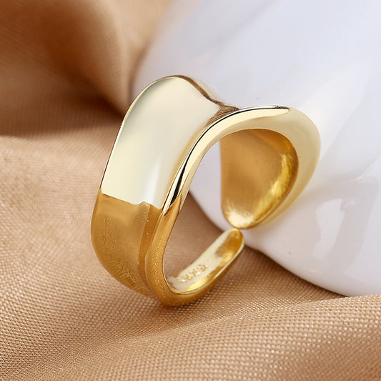 French Style Irregular Geometric Open Ring 14K Plated