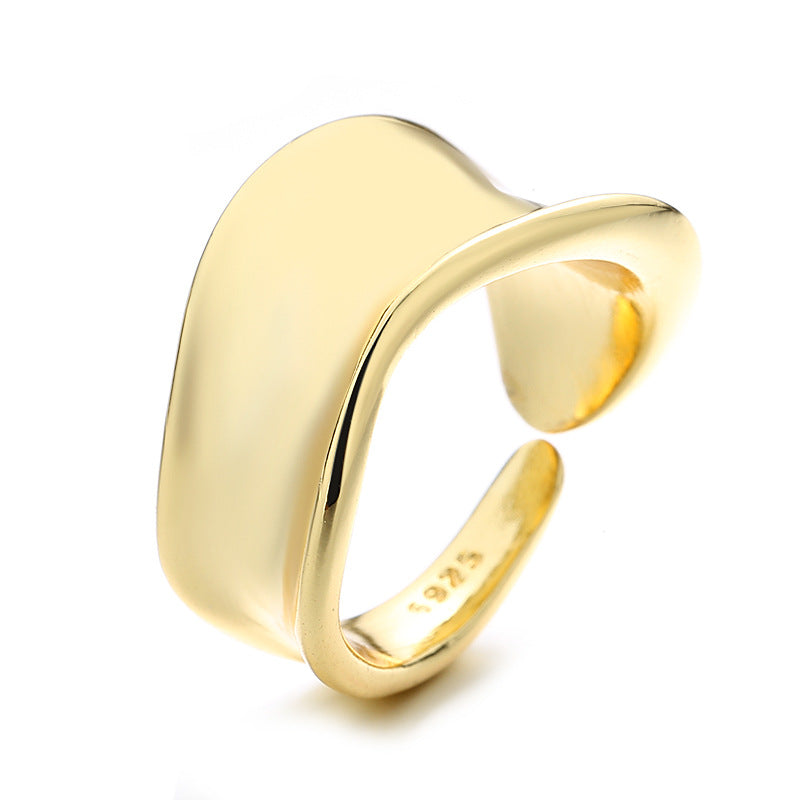 French Style Irregular Geometric Open Ring 14K Plated