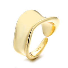 French Style Irregular Geometric Open Ring 14K Plated