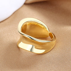French Style Irregular Geometric Open Ring 14K Plated