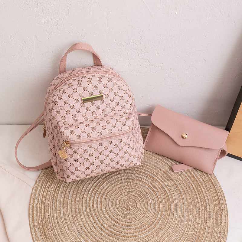 Women's Small Faux Leather Shoulder Bag Zipper Backpack