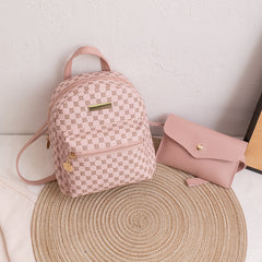 Women's Small Faux Leather Shoulder Bag Zipper Backpack