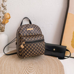 Women's Small Faux Leather Shoulder Bag Zipper Backpack