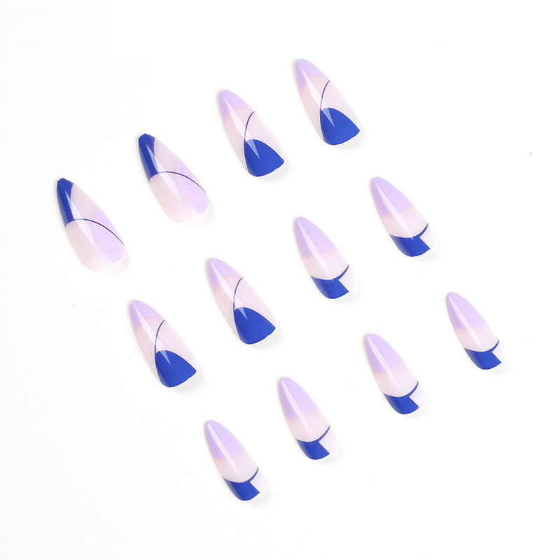 24PCS BOX Water Droplets Press On False Nail Art Y2k French Tip Nail