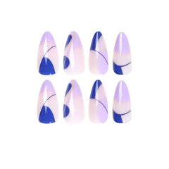 24PCS BOX Water Droplets Press On False Nail Art Y2k French Tip Nail