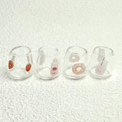 4pcs Glass Cups with Floral Patterns for Dollhouse Kitchen